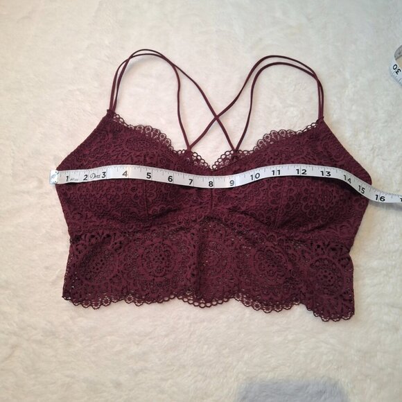 Aerie Floral Lace Bralette Sz L Removable Pads Strappy Boho Whimsigoth Intimates - Picture 10 of 13